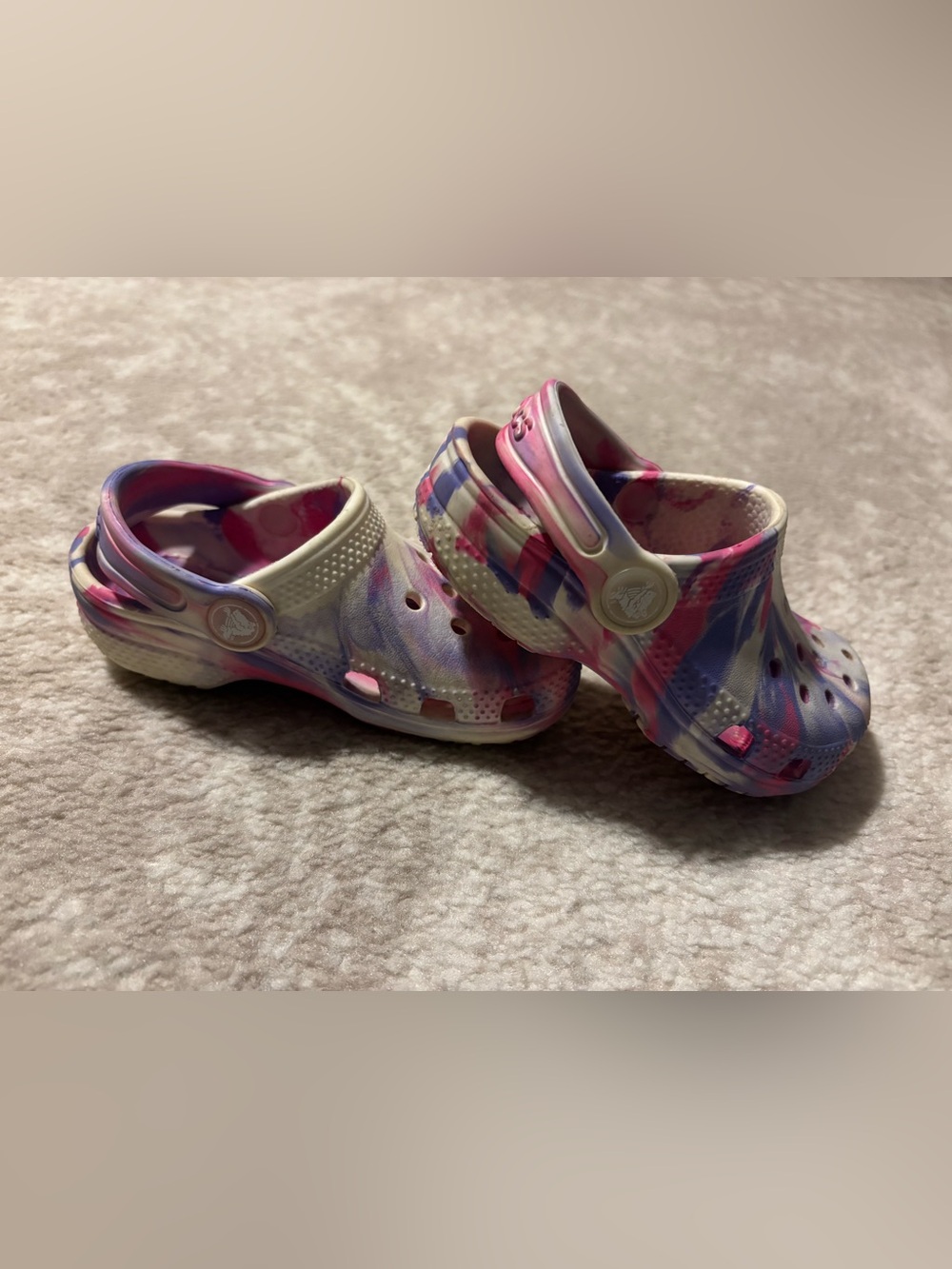 CROCS Clog - Toddler Kid Unisex Girl - Marble Style Pink Purple Size 8 C - Picture 8 of 13